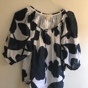 Michael Kors PS Blue & White cotton graphic top
